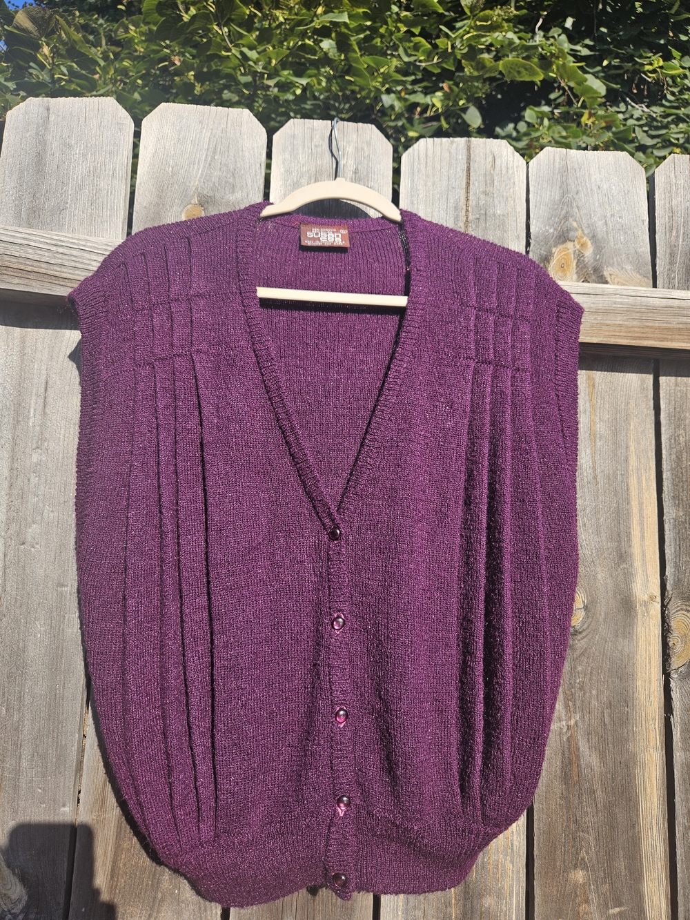 Vintage 80s Susan Ess Grandmacore Knit Vest Cottagecore Deep V-neck Shank Button